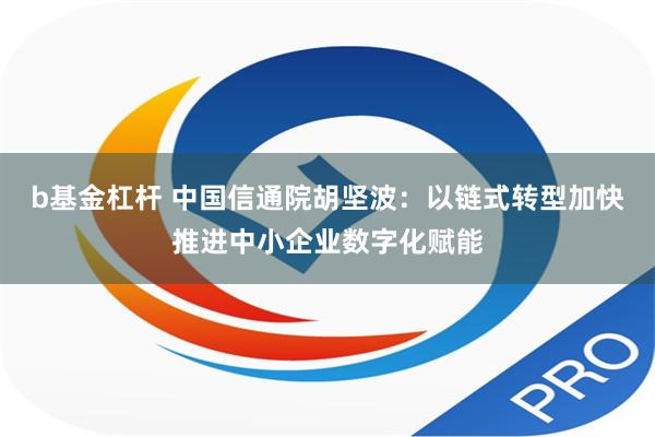 b基金杠杆 中国信通院胡坚波：以链式转型加快推进中小企业数字化赋能