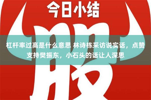 杠杆率过高是什么意思 林诗栋采访说实话，点赞支持樊振东，小石头的话让人深思