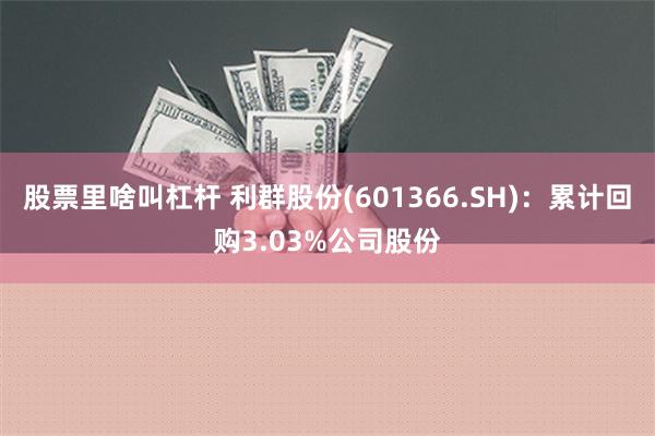 股票里啥叫杠杆 利群股份(601366.SH)：累计回购3.03%公司股份